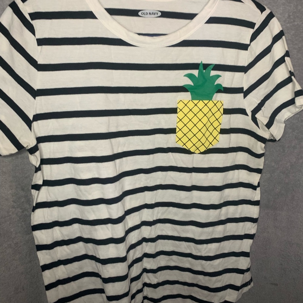 stripe shirt with pineapple pocket